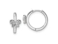 FJC Finejewelers 925 Sterling Silver Rhodium Plated Polished CZ Hinged Hoop Butterfly Earrings 13 x 13 mm
