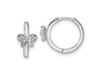 FJC Finejewelers 925 Sterling Silver Rhodium Plated Polished CZ Hinged Hoop Butterfly Earrings 13 x 13 mm