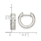 FJC Finejewelers 925 Sterling Silver Polished Baguette CZ Hinged Hoop Earrings 12 x 13 mm
