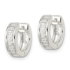 FJC Finejewelers 925 Sterling Silver Polished Baguette CZ Hinged Hoop Earrings 12 x 13 mm