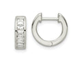 FJC Finejewelers 925 Sterling Silver Polished Baguette CZ Hinged Hoop Earrings 12 x 13 mm