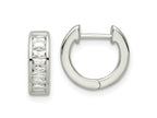 FJC Finejewelers 925 Sterling Silver Polished Baguette CZ Hinged Hoop Earrings 12 x 13 mm
