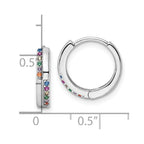 FJC Finejewelers 925 Sterling Silver Rhodium Plated Multicolor CZ Hinged Hoop Earrings 14 x 14 mm