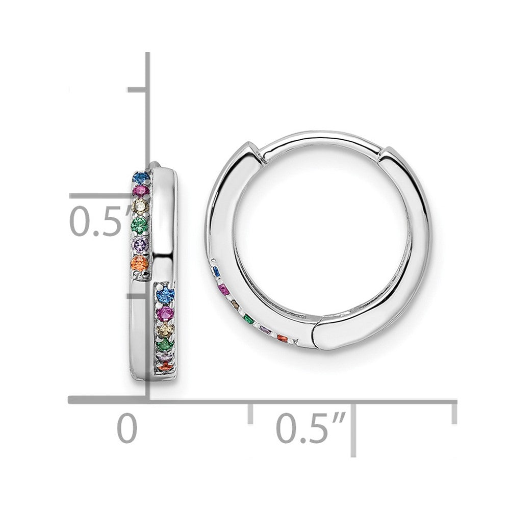 FJC Finejewelers 925 Sterling Silver Rhodium Plated Multicolor CZ Hinged Hoop Earrings 14 x 14 mm