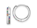 FJC Finejewelers 925 Sterling Silver Rhodium Plated Multicolor CZ Hinged Hoop Earrings 14 x 14 mm