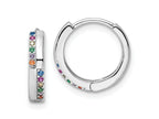 FJC Finejewelers 925 Sterling Silver Rhodium Plated Multicolor CZ Hinged Hoop Earrings 14 x 14 mm