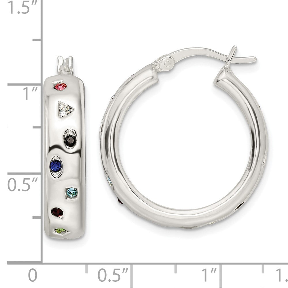 FJC Finejewelers 925 Sterling Silver Polished Multi-color CZ Circle Hoop Earrings 25 x 25 mm