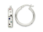 FJC Finejewelers 925 Sterling Silver Polished Multi-color CZ Circle Hoop Earrings 25 x 25 mm