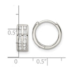FJC Finejewelers 925 Sterling Silver Polished 2 Row CZ Hinged Hoop Earrings 13 x 13 mm