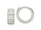 FJC Finejewelers 925 Sterling Silver Polished 2 Row CZ Hinged Hoop Earrings 13 x 13 mm