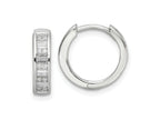 FJC Finejewelers 925 Sterling Silver Polished Rhodium Plated CZ Hinged Hoop Earrings 14 x 14 mm