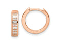 FJC Finejewelers 925 Sterling Silver Polished Rose-tone CZ Hinged Hoop Earrings 14 x 14 mm