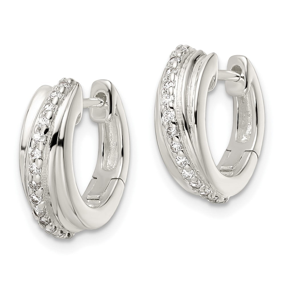 FJC Finejewelers 925 Sterling Silver Polished CZ Hinged Hoop Earrings 15 x 15 mm