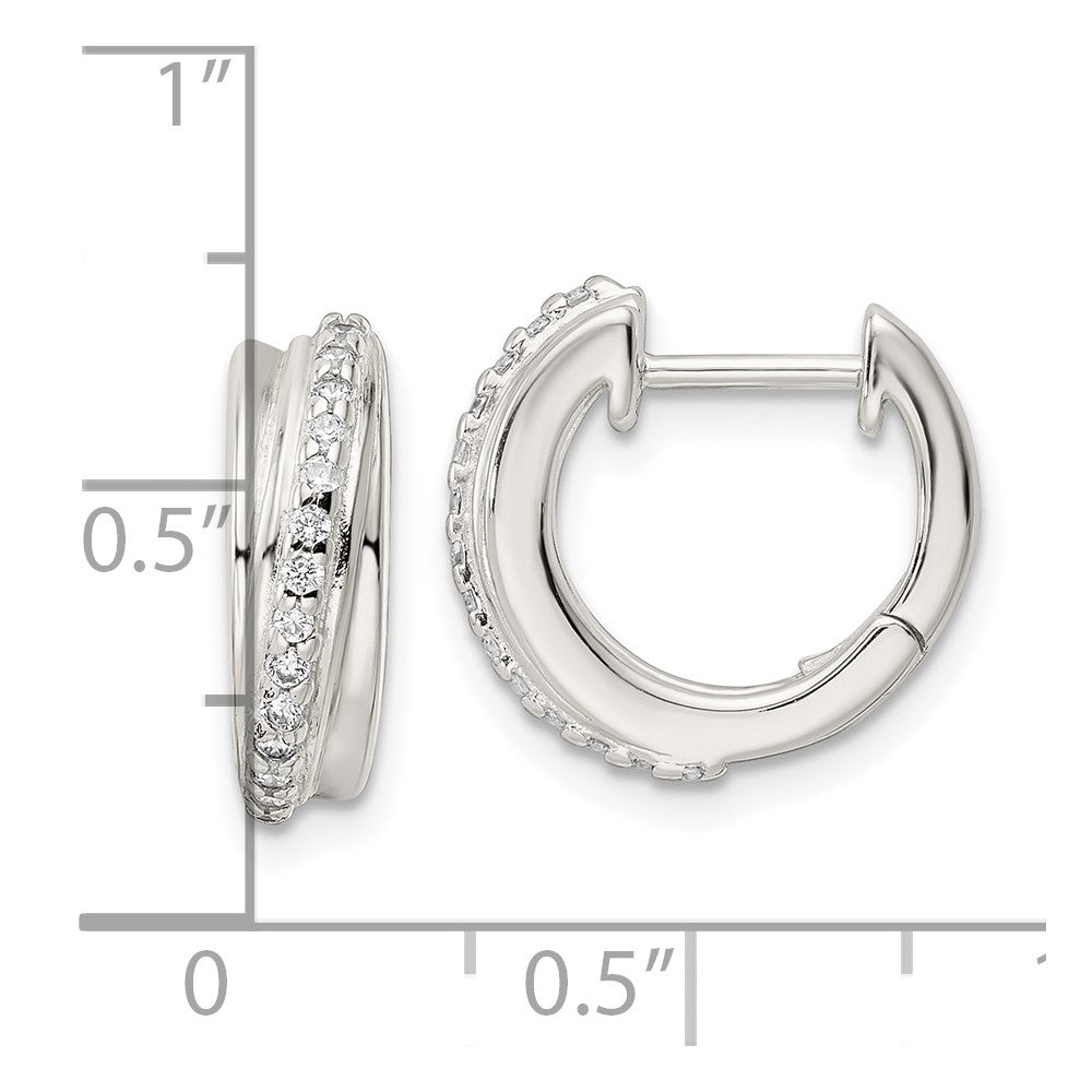 FJC Finejewelers 925 Sterling Silver Polished CZ Hinged Hoop Earrings 15 x 15 mm