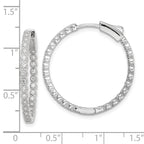 FJC Finejewelers 925 Sterling Silver Polished Rhodium Plated In and Out CZ Hinged Hoop Earrings 29 x 28 mm