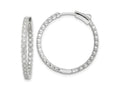 FJC Finejewelers 925 Sterling Silver Polished Rhodium Plated In and Out CZ Hinged Hoop Earrings 29 x 28 mm
