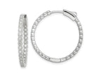 FJC Finejewelers 925 Sterling Silver Polished Rhodium Plated In and Out CZ Hinged Hoop Earrings 29 x 28 mm