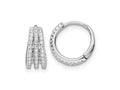 FJC Finejewelers 925 Sterling Silver  Polished Triple Row CZ Hinged Hoop Earrings 12 x 12 mm
