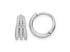 FJC Finejewelers 925 Sterling Silver  Polished Triple Row CZ Hinged Hoop Earrings 12 x 12 mm