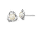 FJC Finejewelers 925 Sterling Silver  6-7mm Freshwater Cultured Pearl Knot Post Earrings 11 mm x 11 mm