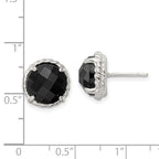 FJC Finejewelers 925 Sterling Silver Button Polished and Twisted Edge Round Onyx Post Earrings 11 x 12 mm