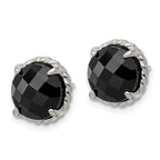 FJC Finejewelers 925 Sterling Silver Button Polished and Twisted Edge Round Onyx Post Earrings 11 x 12 mm