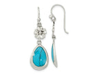 FJC Finejewelers 925 Sterling Silver Polished Recon. Turquoise Floral Teardrop Dangle Earrings 40 x 12 mm
