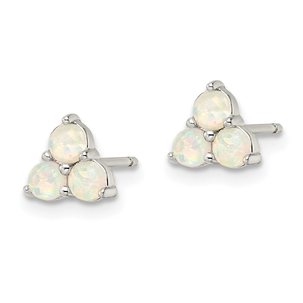 FJC Finejewelers 925 Sterling Silver Button Rhod-plated Created Opal Cluster Post Earrings 6 x 7 mm