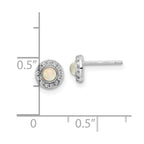 FJC Finejewelers 925 Sterling Silver Button Rhod-plated Created Opal and CZ Halo Post Earrings 6 x 6 mm
