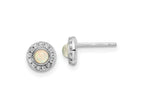FJC Finejewelers 925 Sterling Silver Button Rhod-plated Created Opal and CZ Halo Post Earrings 6 x 6 mm