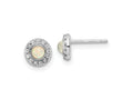 FJC Finejewelers 925 Sterling Silver Button Rhod-plated Created Opal and CZ Halo Post Earrings 6 x 6 mm