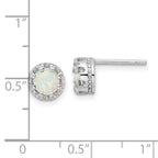 FJC Finejewelers 925 Sterling Silver Button Rhodium Plated Polished Created Opal Post Earrings 7 x 7 mm