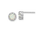 FJC Finejewelers 925 Sterling Silver Button Rhodium Plated Polished Created Opal Post Earrings 7 x 7 mm