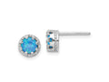 FJC Finejewelers 925 Sterling Silver Button  Polished Blue Created Opal Post Earrings 7 x 7 mm