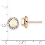 FJC Finejewelers 925 Sterling Silver Button Rose-tone Created Opal and CZ Halo Post Earrings 8 x 8 mm
