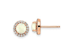FJC Finejewelers 925 Sterling Silver Button Rose-tone Created Opal and CZ Halo Post Earrings 8 x 8 mm