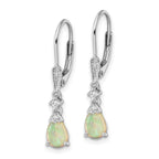 FJC Finejewelers 925 Sterling Silver Dangle  CZ and Created Opal Teardrop Leverback Earrings 29 x 5 mm
