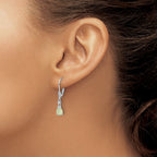FJC Finejewelers 925 Sterling Silver Dangle  CZ and Created Opal Teardrop Leverback Earrings 29 x 5 mm