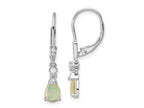 FJC Finejewelers 925 Sterling Silver Dangle  CZ and Created Opal Teardrop Leverback Earrings 29 x 5 mm