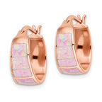 FJC Finejewelers 925 Sterling Silver Rose-tone Polished Pink Created Opal Inlay Hoop Earrings 17 x 16 mm