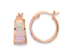 FJC Finejewelers 925 Sterling Silver Rose-tone Polished Pink Created Opal Inlay Hoop Earrings 17 x 16 mm