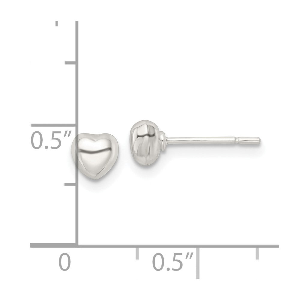 FJC Finejewelers 925 Sterling Silver Button Polished Puffed Heart Post Earrings 5 x 5 mm