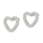 FJC Finejewelers 925 Sterling Silver Button CZ Heart Post Earrings 10 x 11 mm