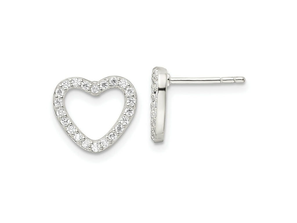 FJC Finejewelers 925 Sterling Silver Button CZ Heart Post Earrings 10 x 11 mm