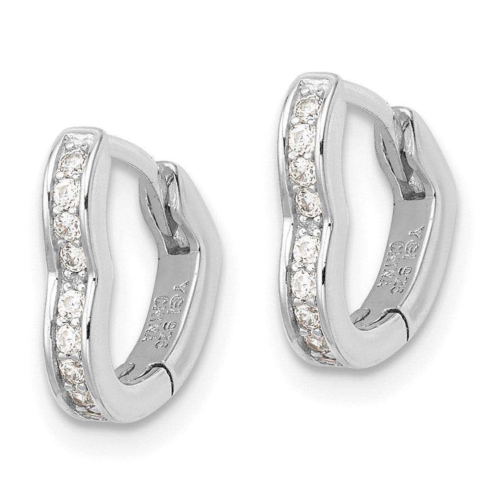 FJC Finejewelers 925 Sterling Silver Polished Rhodium Plated CZ Heart Shaped Hoop Earrings 12 x 11 mm