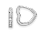 FJC Finejewelers 925 Sterling Silver Polished Rhodium Plated CZ Heart Shaped Hoop Earrings 12 x 11 mm