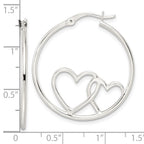 FJC Finejewelers 925 Sterling Silver Hearts Round 1.5x30mm Hoop Earrings 32 mm x 29 mm