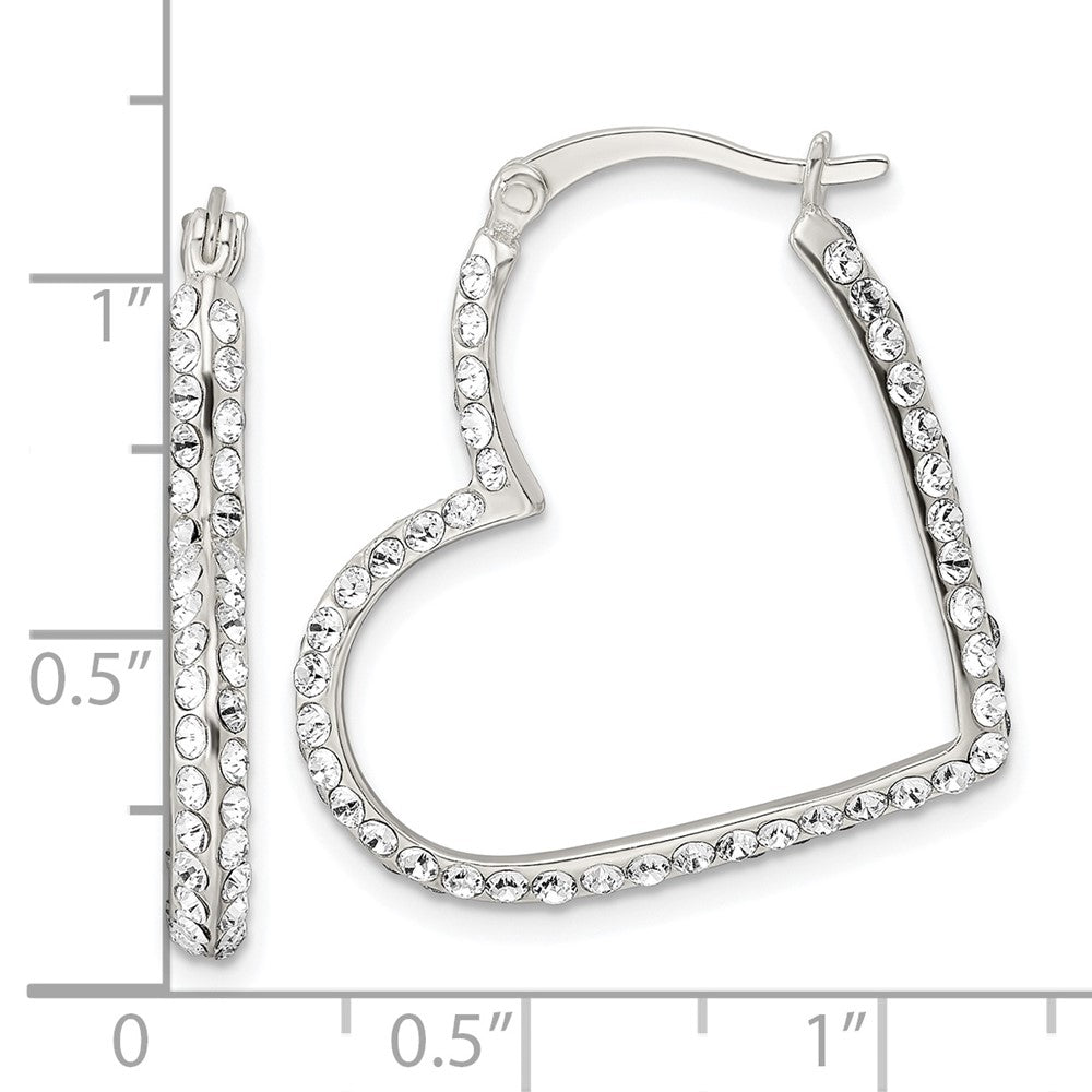 FJC Finejewelers 925 Sterling Silver CZ Heart Hoop Earrings 28 x 24 mm