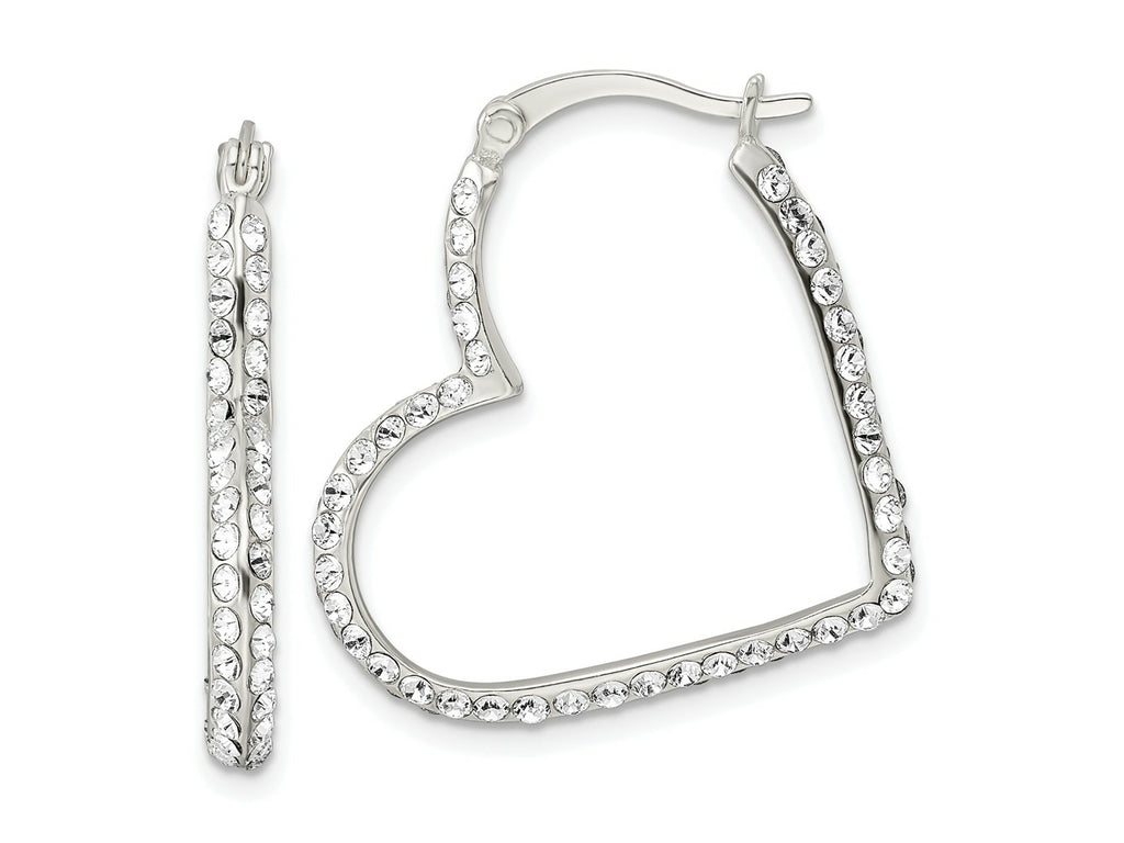 FJC Finejewelers 925 Sterling Silver CZ Heart Hoop Earrings 28 x 24 mm