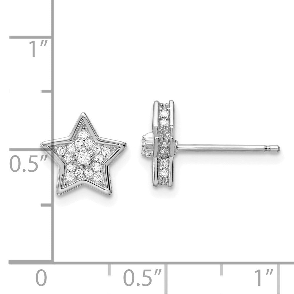 FJC Finejewelers 925 Sterling Silver Button Polished Rhodium Plated CZ Star Post Earrings 9 x 9 mm